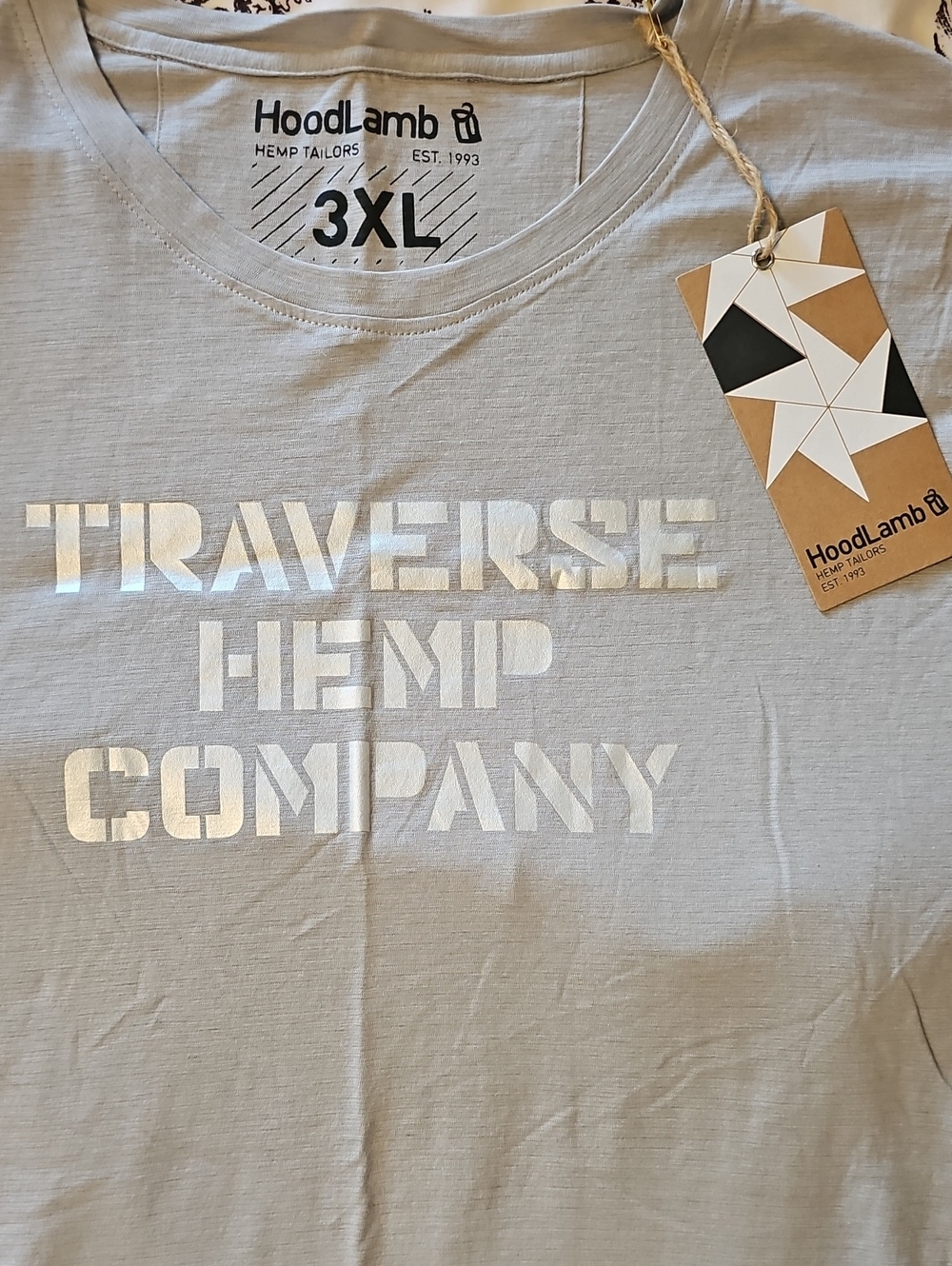 100% Organic HoodLamb 3XL Traverse Hemp Company Tee - Light Gray